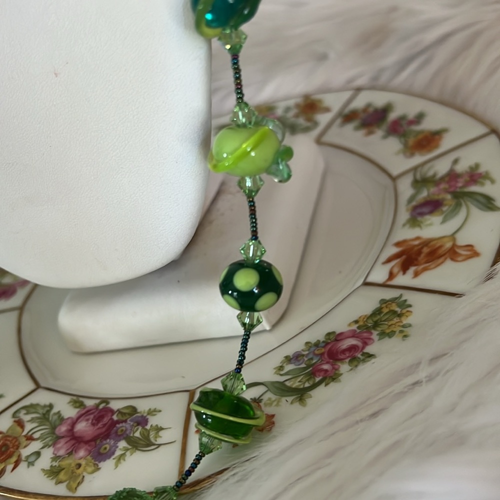 Glass Bead and Sterling Necklace - Picture 4 of 10